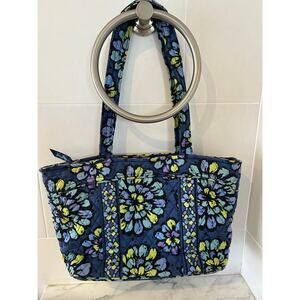 Vera bradley vintage indigo blue green floral over the shoulder medium tote